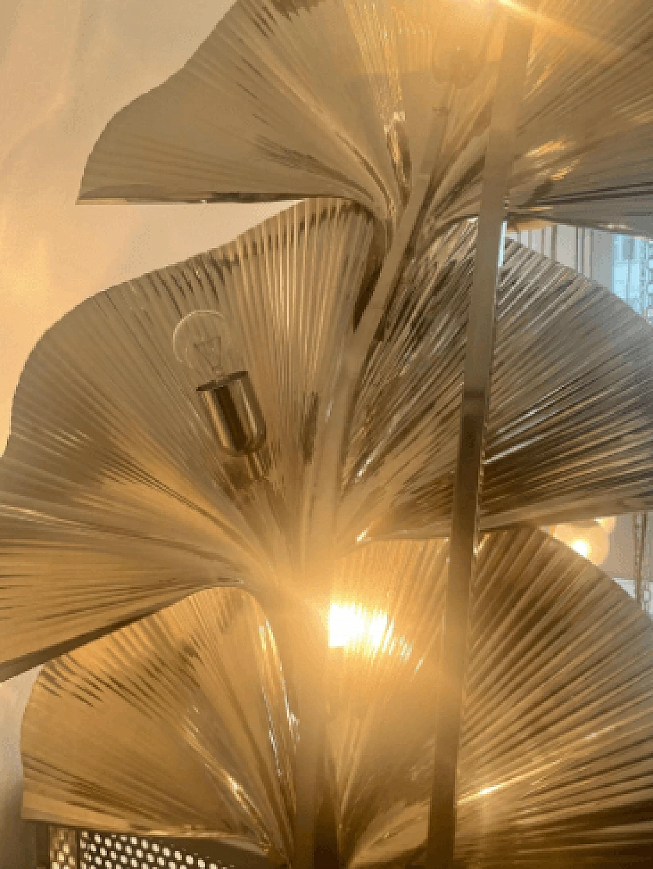 Nickel plated brass floor lamp with leaves 3