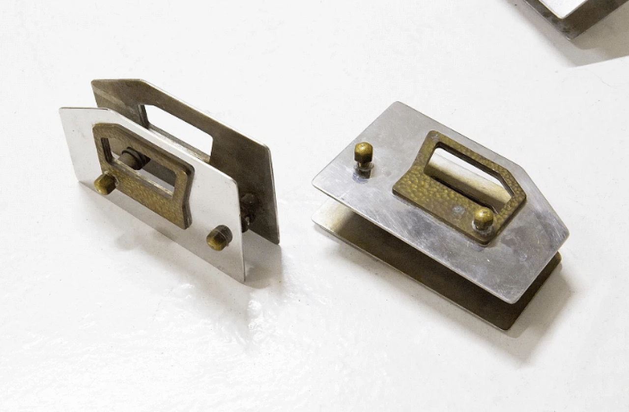 3 Handles in brass and nickel plated brass, 1950s 3