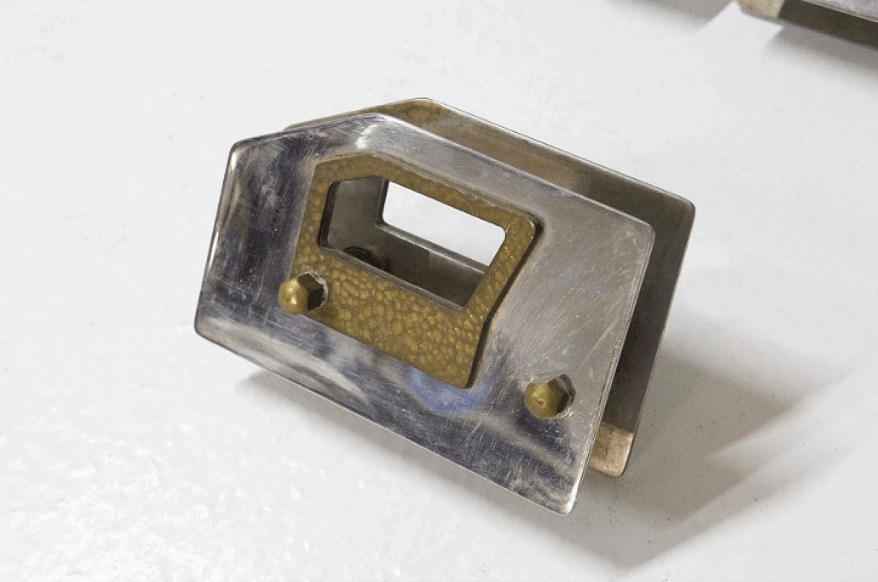 3 Handles in brass and nickel plated brass, 1950s 6