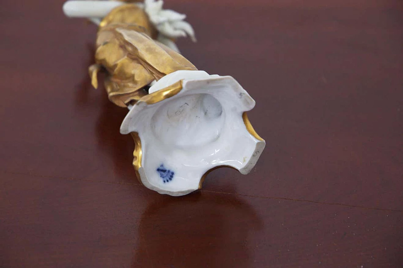 Statuetta Gemelli in ceramica dorata di Capodimonte, inizio '900 4