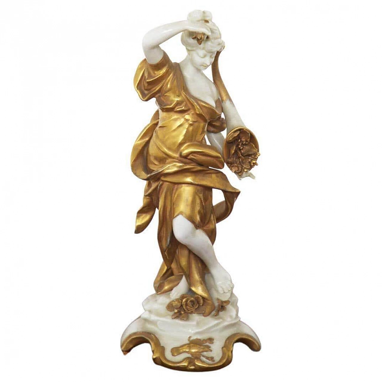 Statuette Cancer in gilded Capodimonte ceramic, early 20th century 1