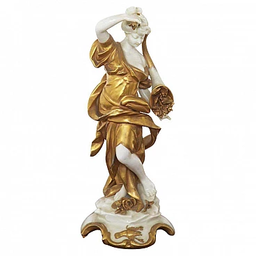 Statuette Cancer in gilded Capodimonte ceramic, early 20th century