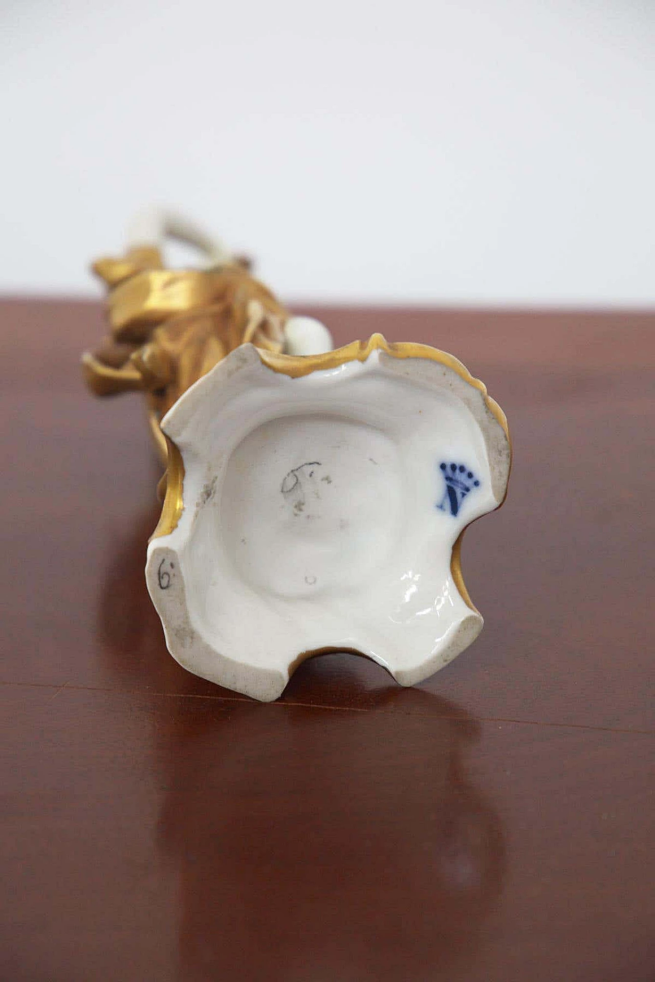 Statuette Cancer in gilded Capodimonte ceramic, early 20th century 3