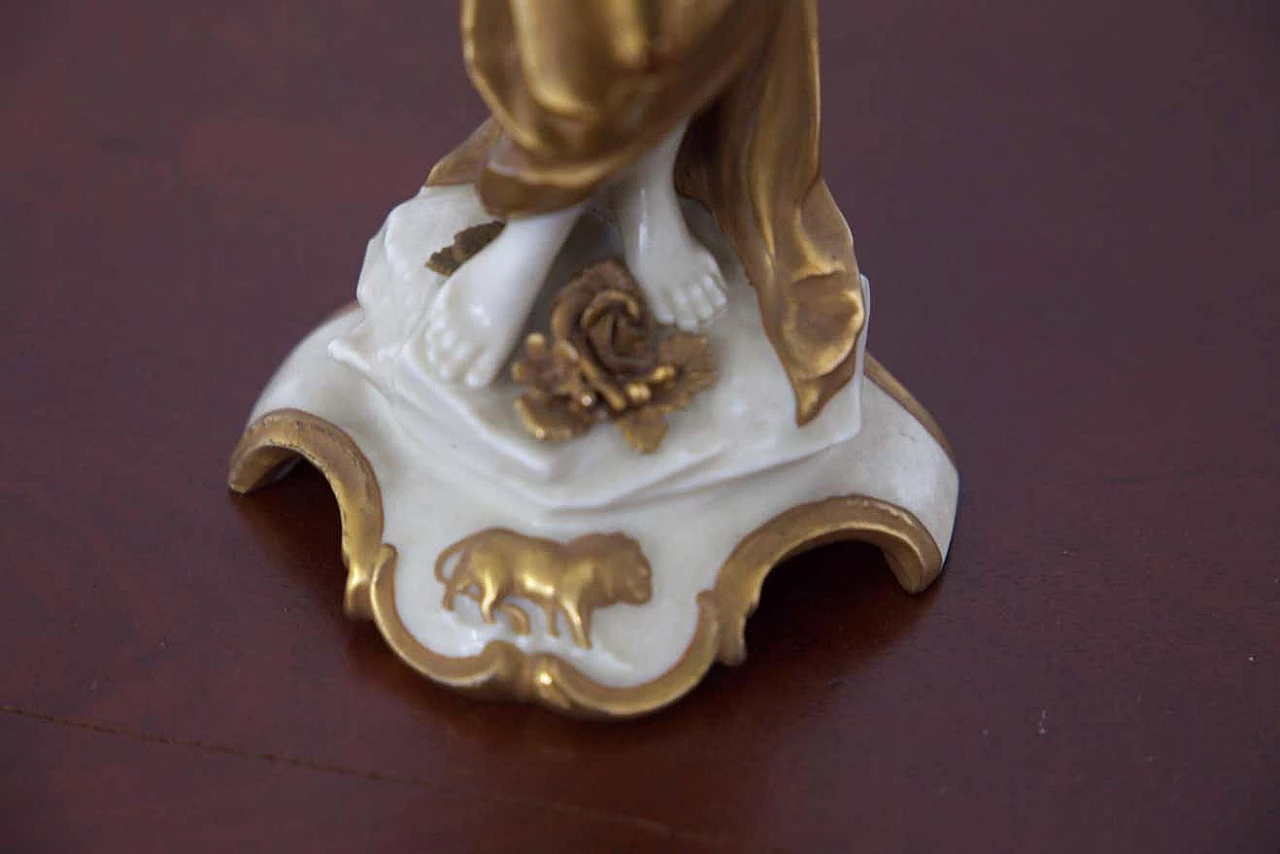 Statuetta Leone in ceramica dorata di Capodimonte, inizio '900 5