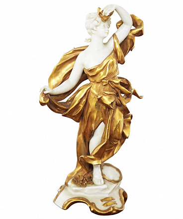Pisces statuette in gilded Capodimonte ceramic, early 20th century