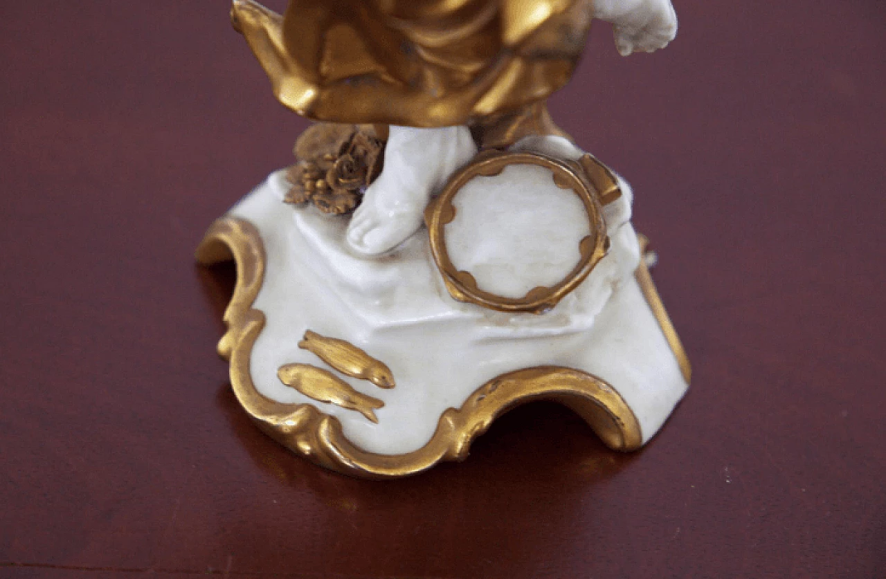 Statuetta Pesci in ceramica dorata di Capodimonte, inizio '900 2