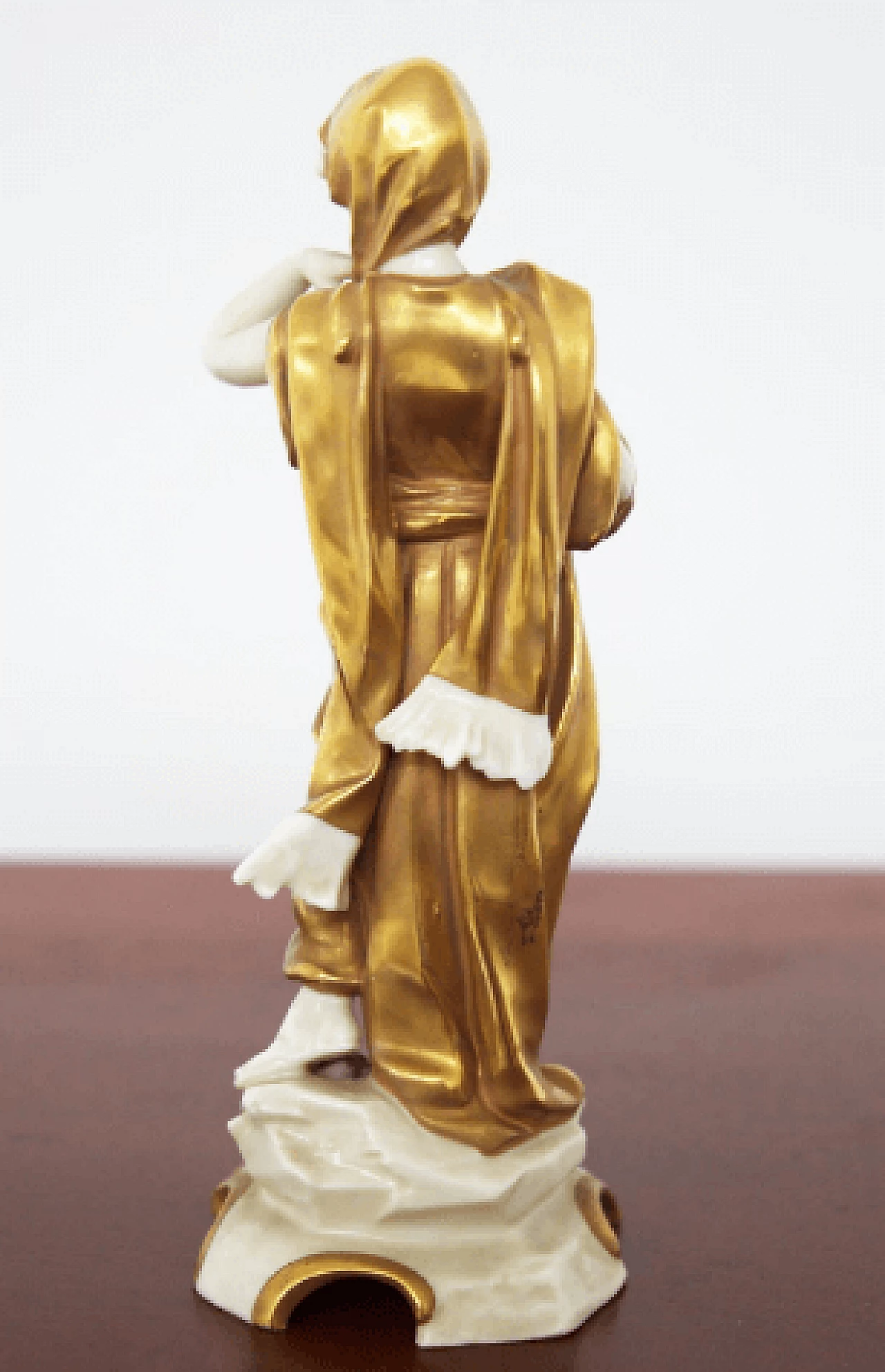 Aquarius statuette in gilded Capodimonte ceramic, early 20th century 4