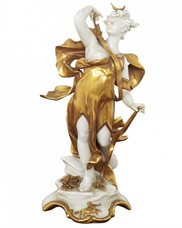 Sagittarius statuette in gilded Capodimonte ceramic, early 20th century