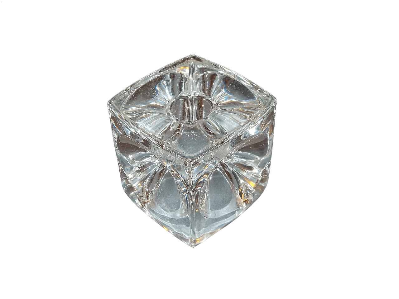Solid glass cube-shaped candlestick by Rudolf Jumikl, 1965 8