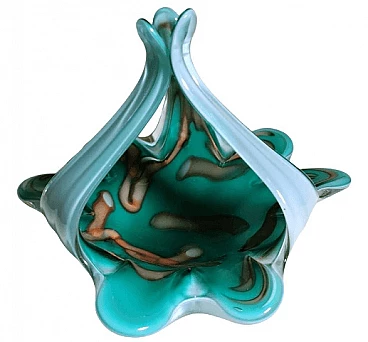 Cestino in vetro opalino colorato di Murano, anni '60