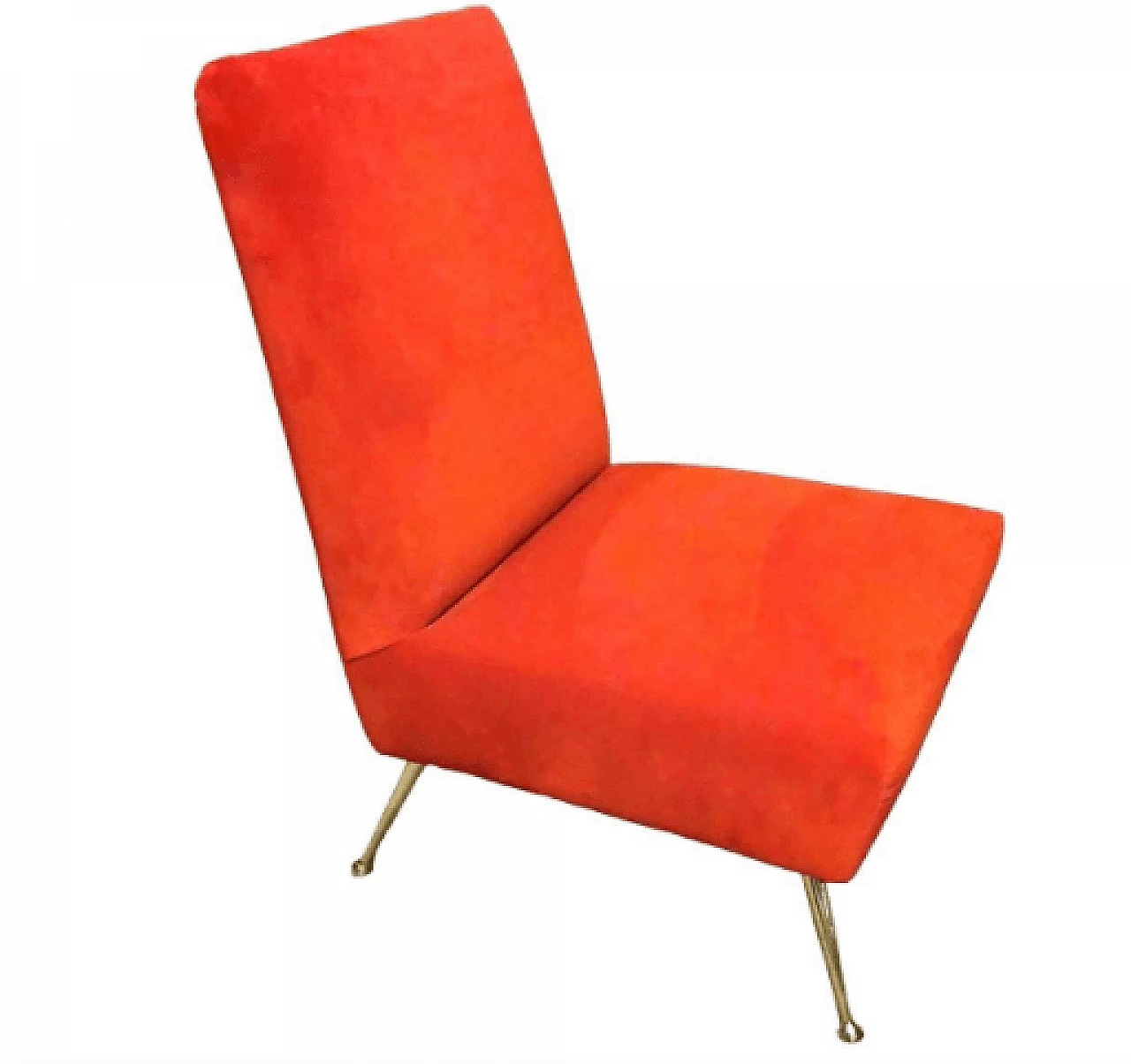 Red velvet armchair in the style of Marco Zanuso, 1960s 1