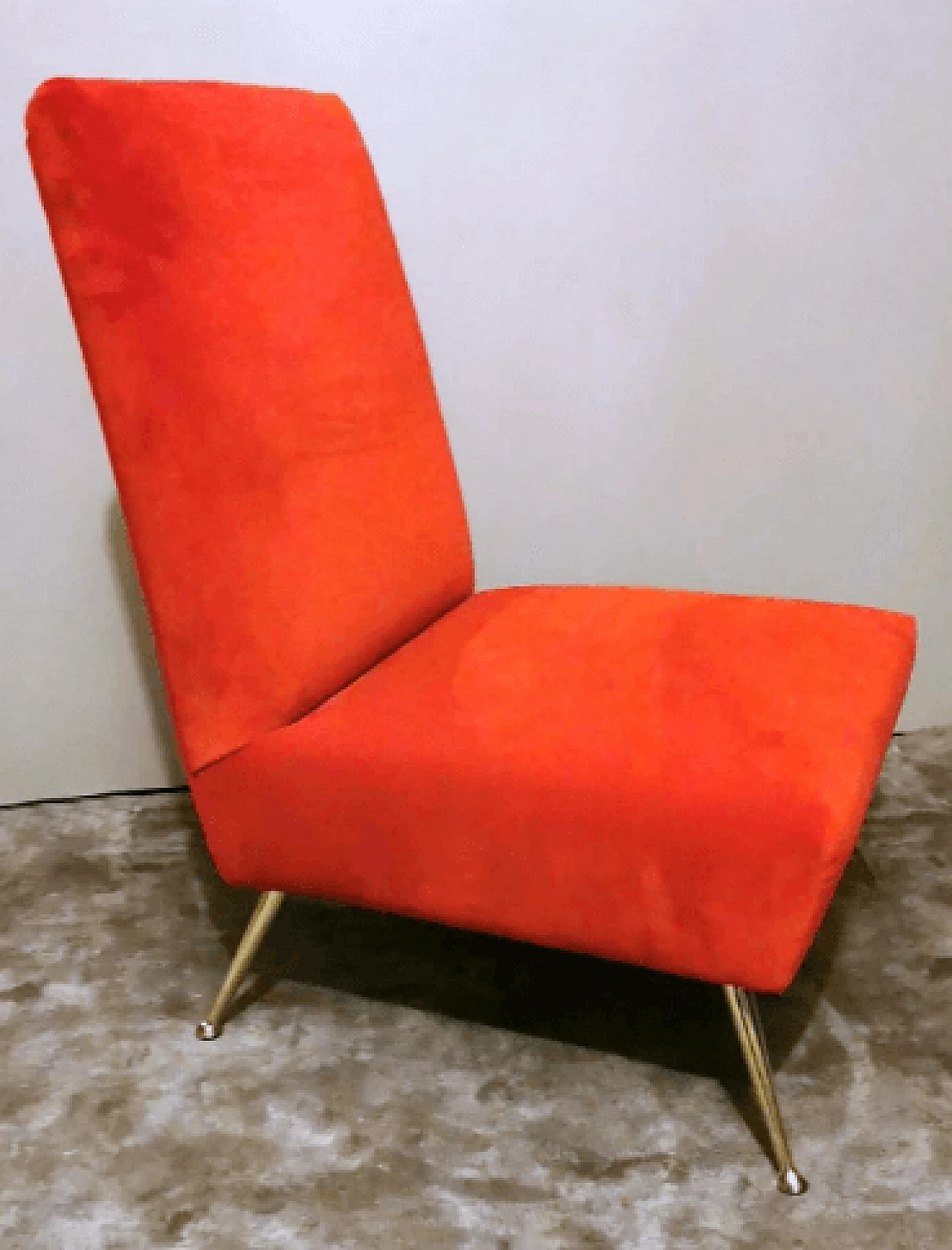 Red velvet armchair in the style of Marco Zanuso, 1960s 2