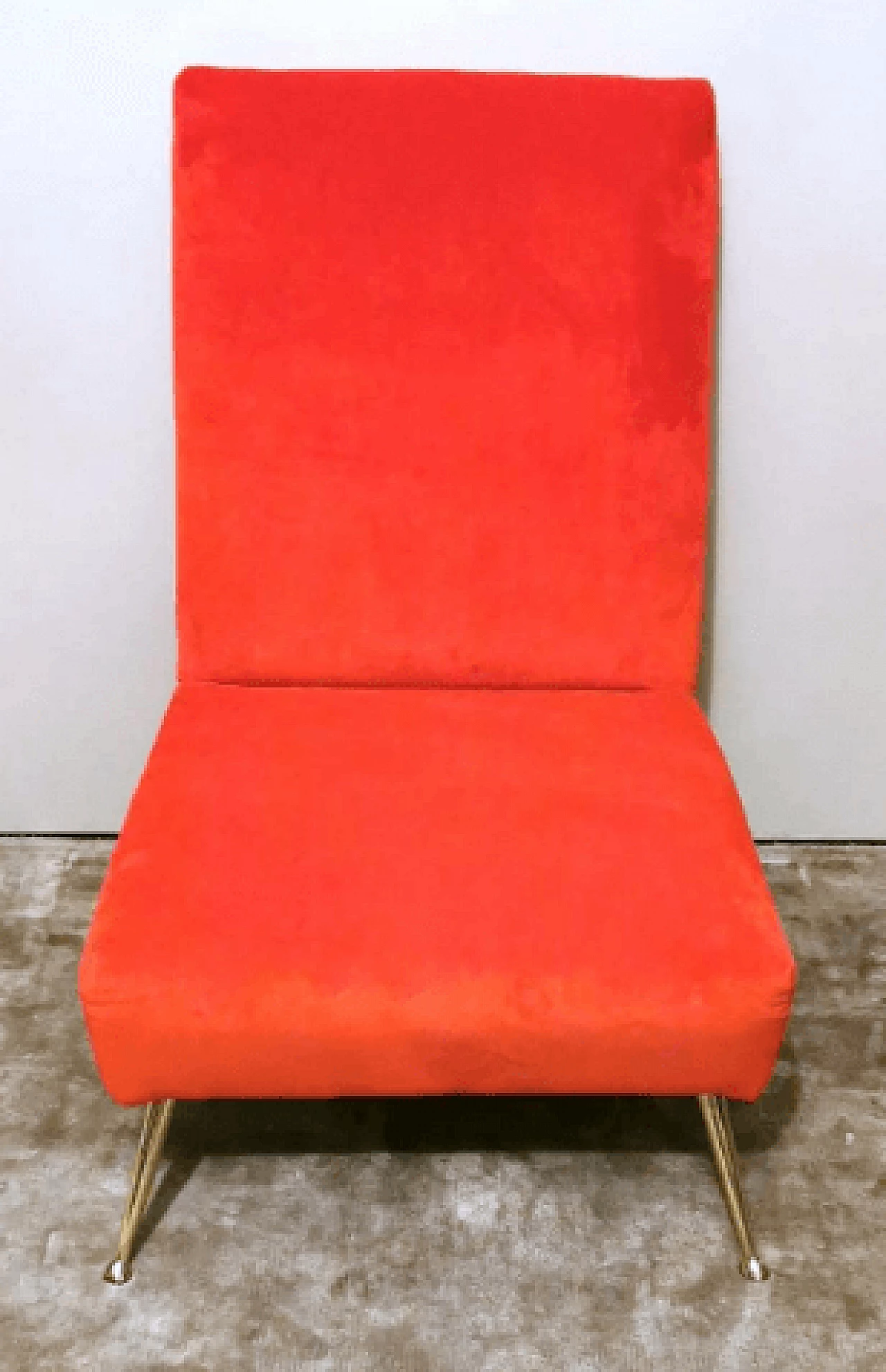 Red velvet armchair in the style of Marco Zanuso, 1960s 5