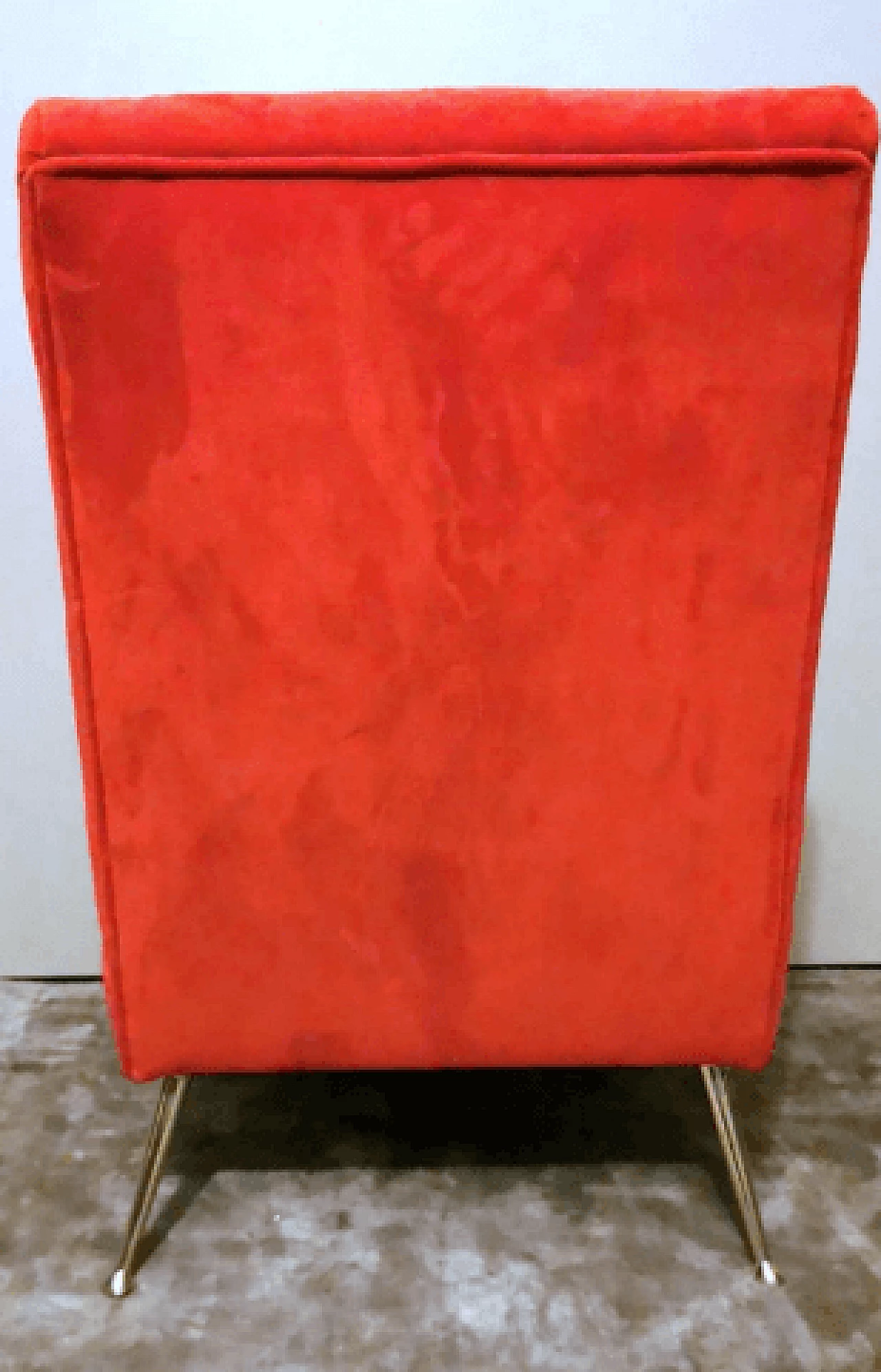 Poltrona in velluto rosso nello stile di Marco Zanuso, anni '60 6