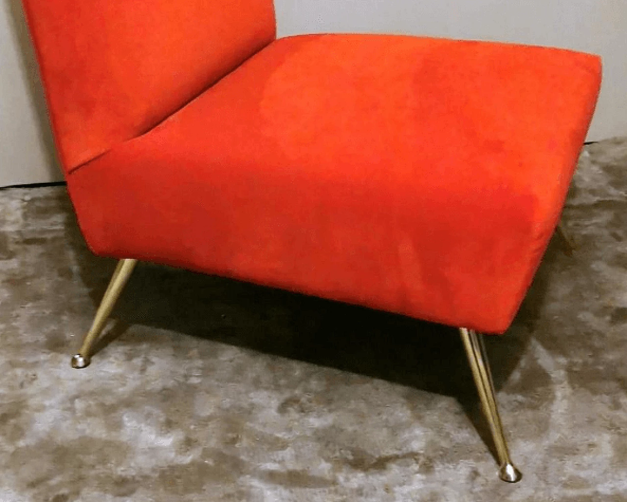 Red velvet armchair in the style of Marco Zanuso, 1960s 7