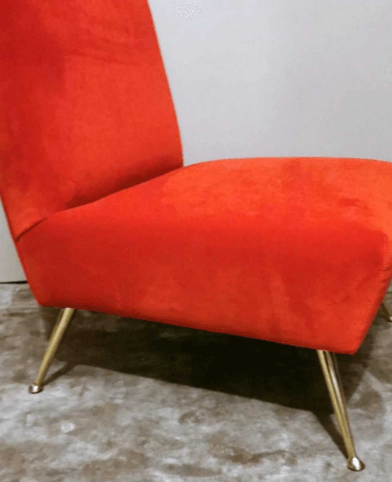 Red velvet armchair in the style of Marco Zanuso, 1960s 8
