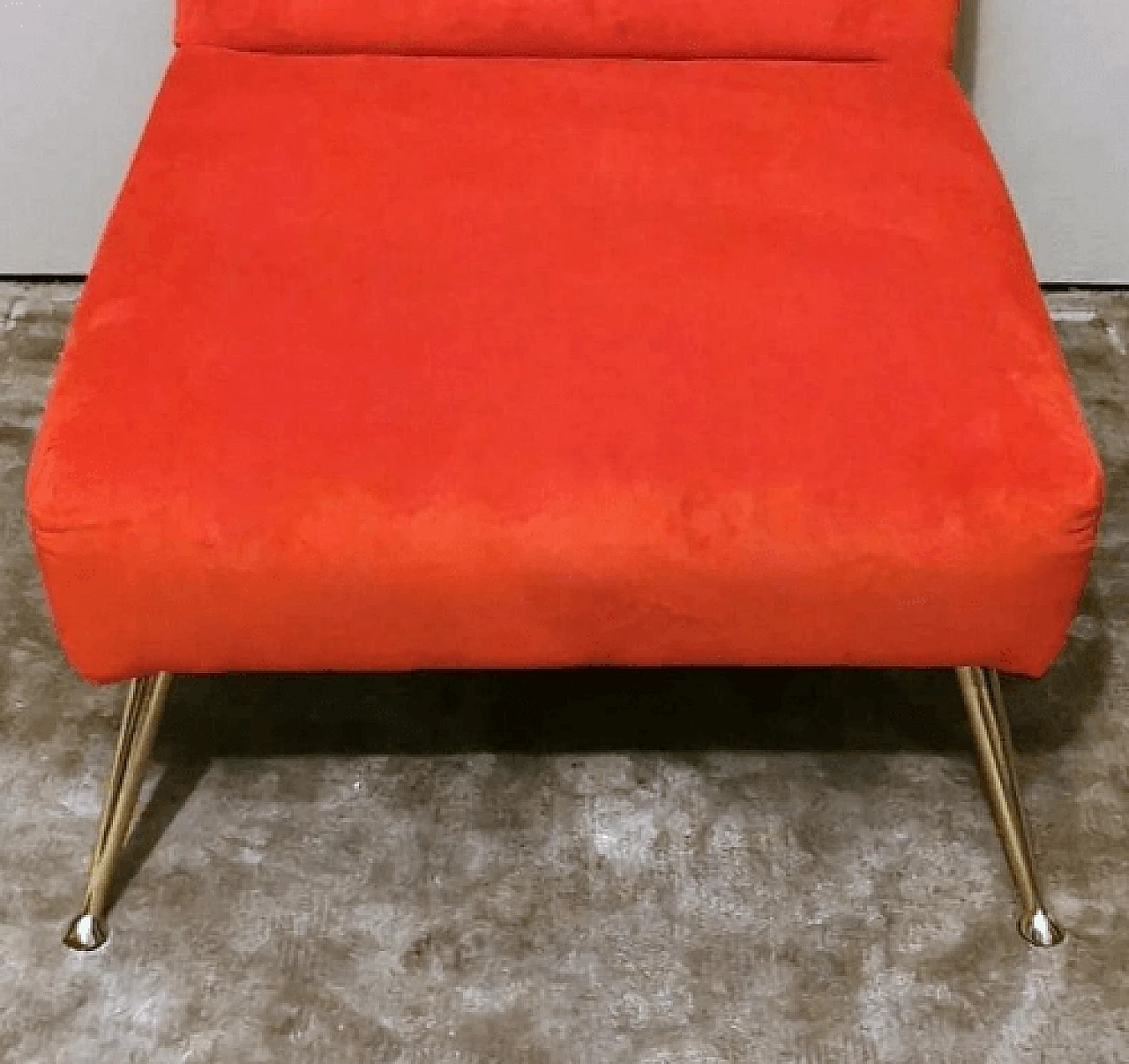 Poltrona in velluto rosso nello stile di Marco Zanuso, anni '60 10