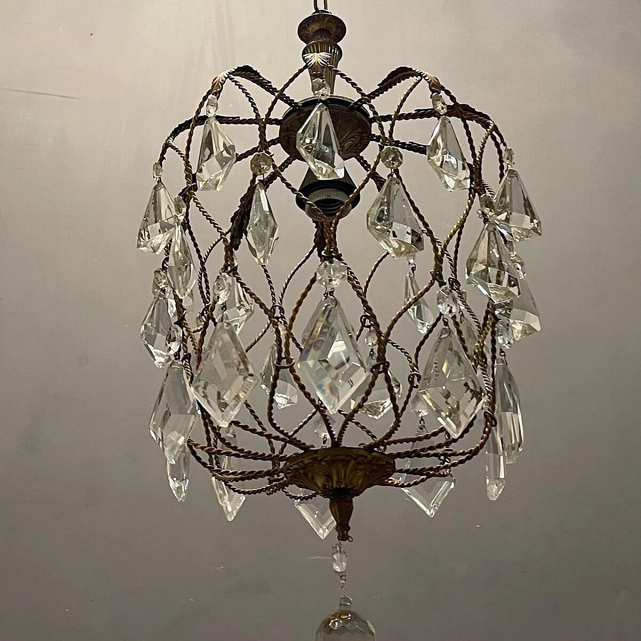 Metal and crystal chandelier, 1950s 10