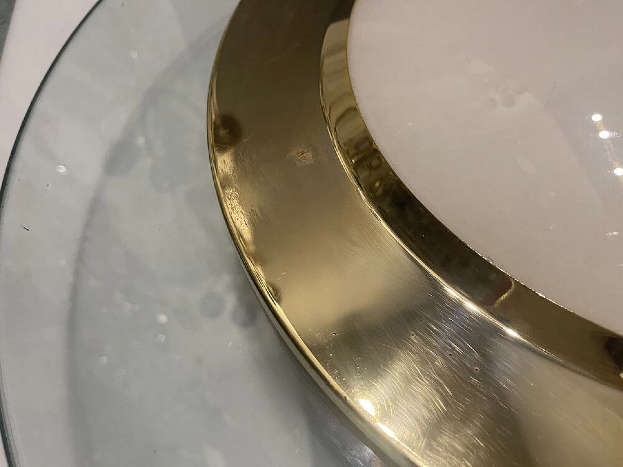 Round brass and glass ceiling lamp, 1980s 2