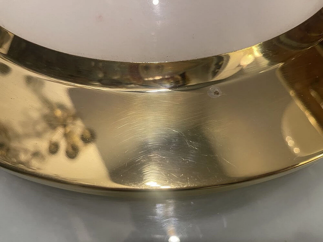 Round brass and glass ceiling lamp, 1980s 3