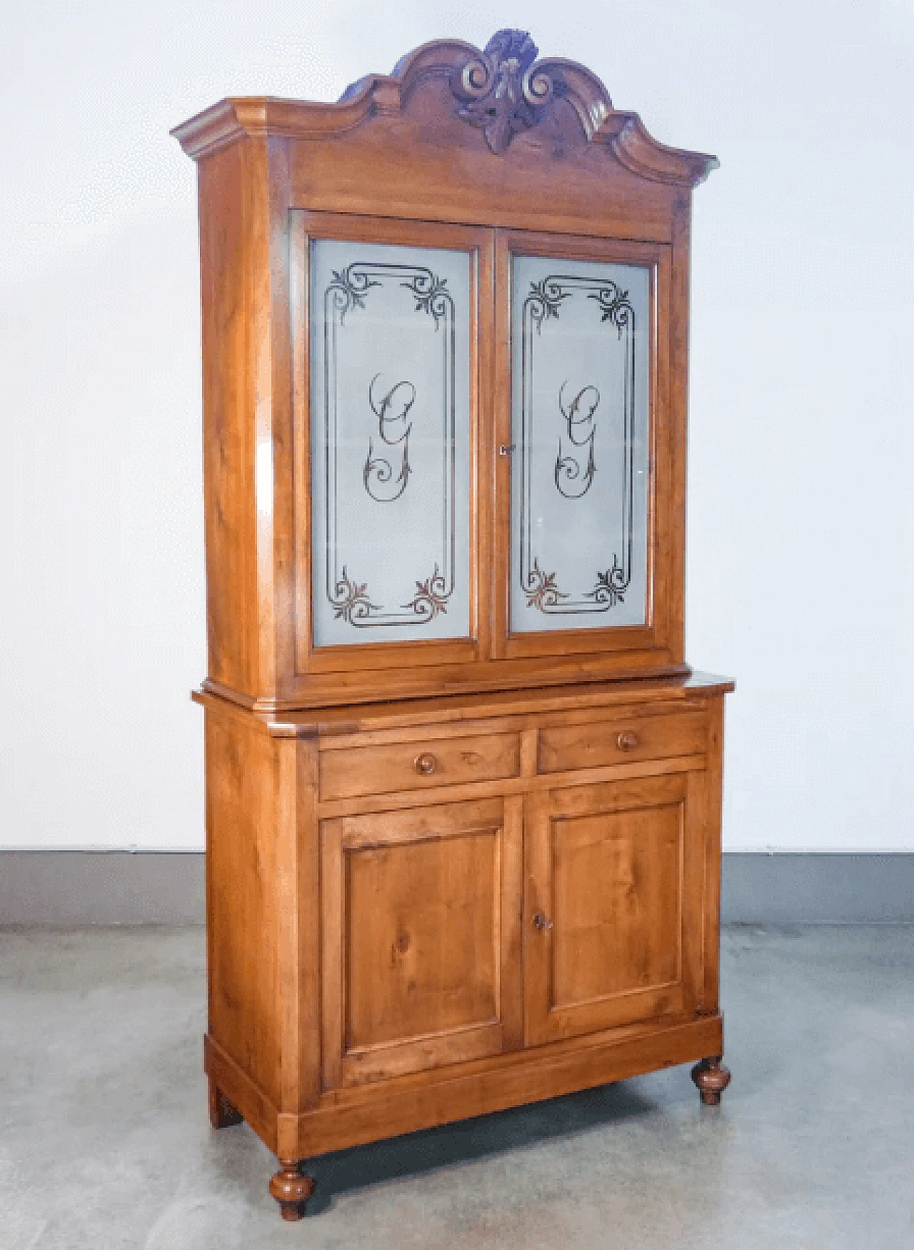 Charles X sideboard with glass cabinet and extractable top, 19th century 3