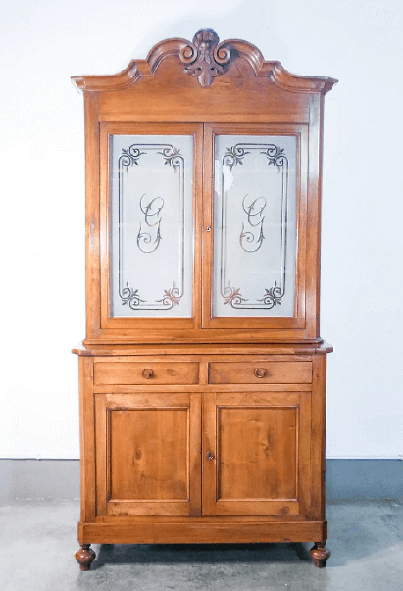 Charles X sideboard with glass cabinet and extractable top, 19th century 5