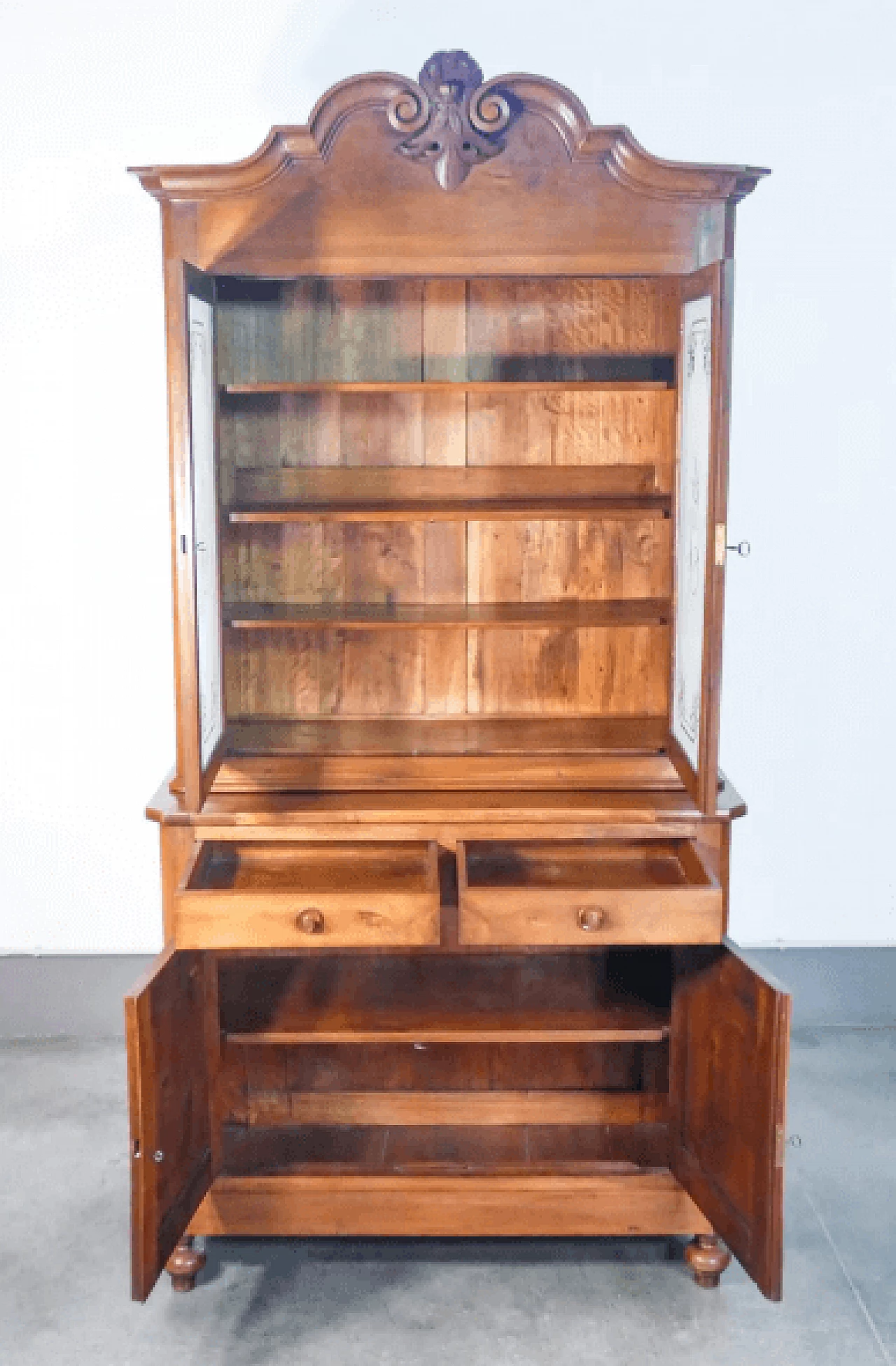 Charles X sideboard with glass cabinet and extractable top, 19th century 6