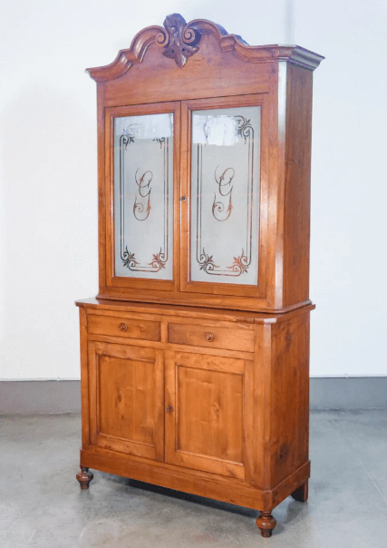 Charles X sideboard with glass cabinet and extractable top, 19th century 7