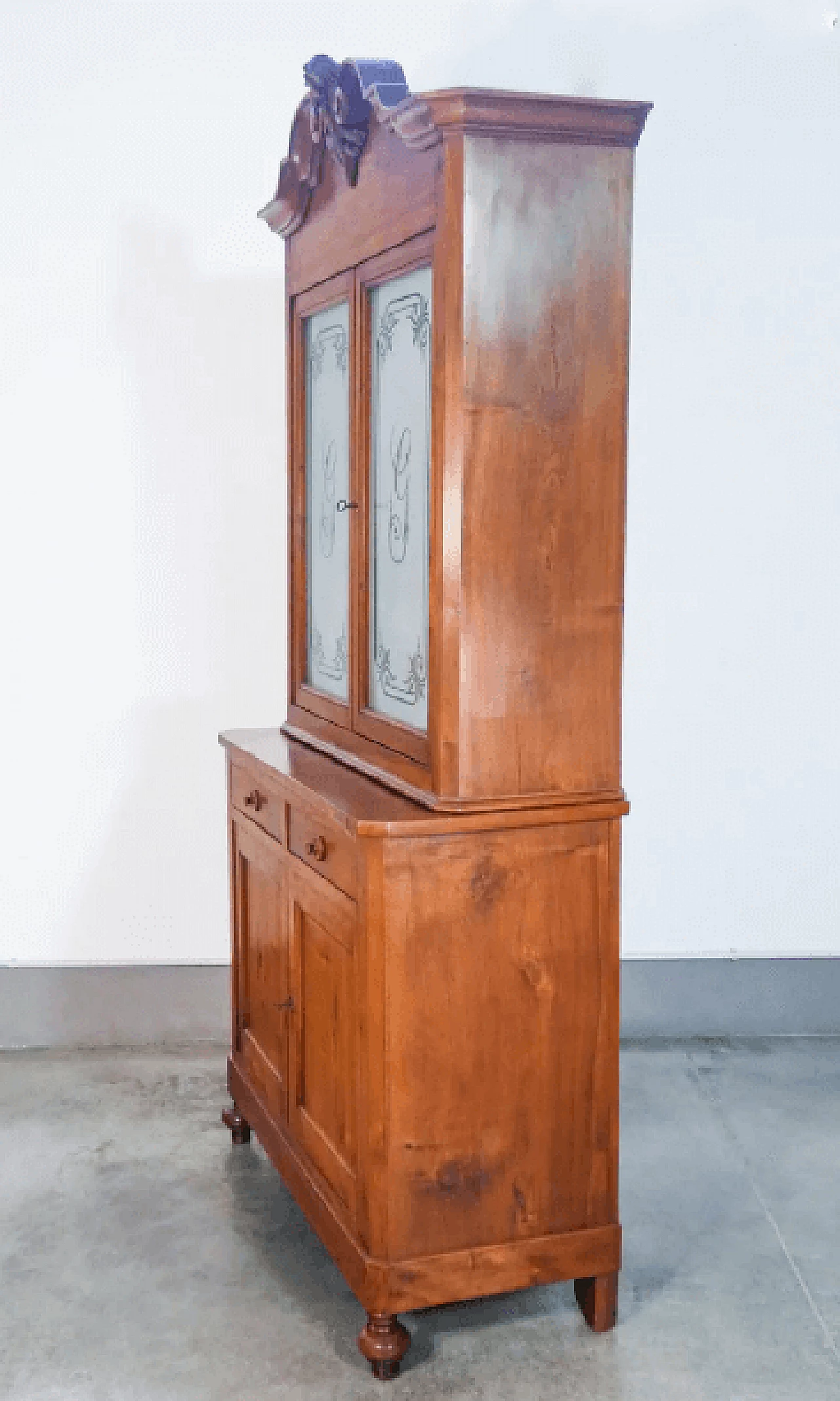 Charles X sideboard with glass cabinet and extractable top, 19th century 8