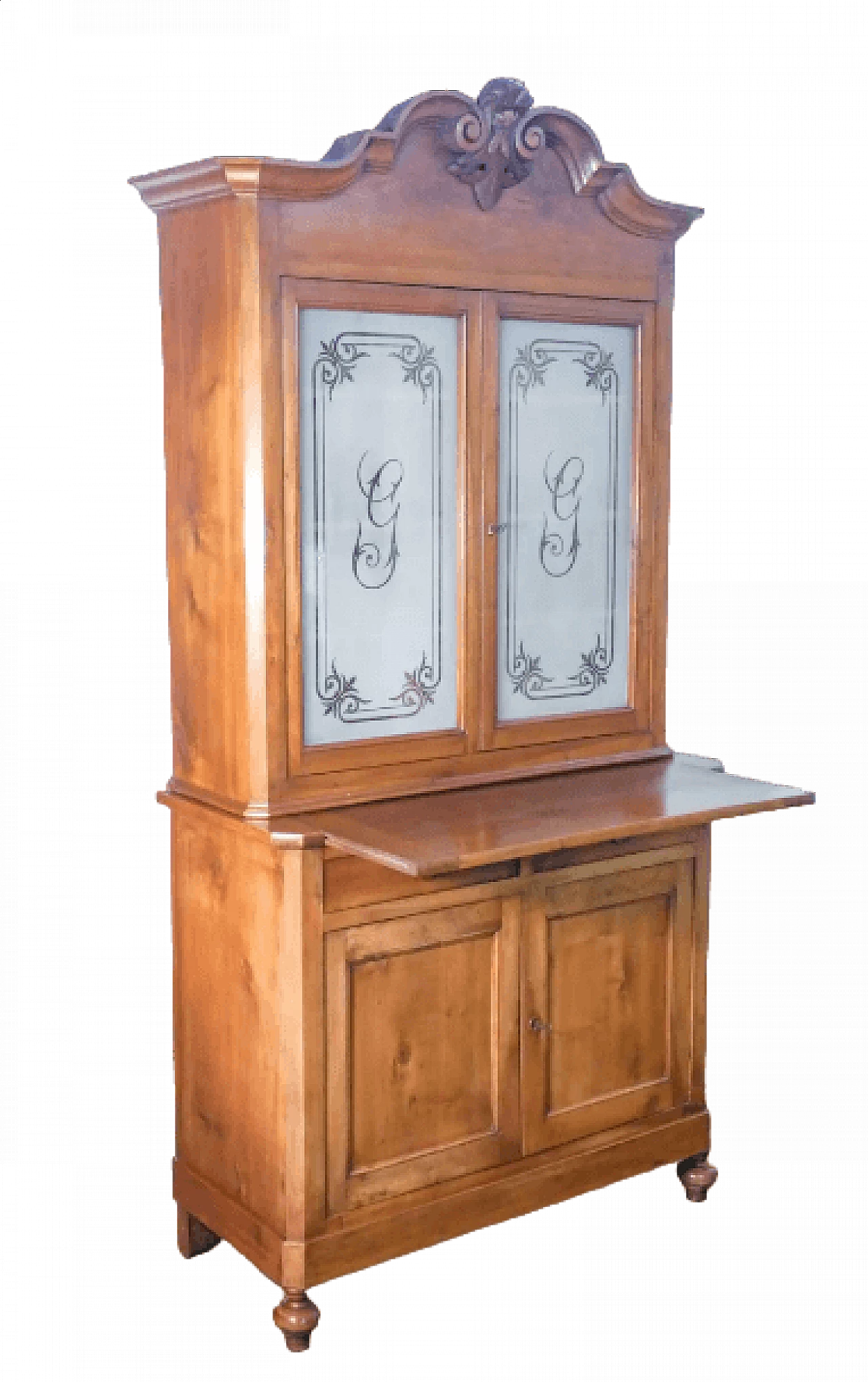 Charles X sideboard with glass cabinet and extractable top, 19th century 12