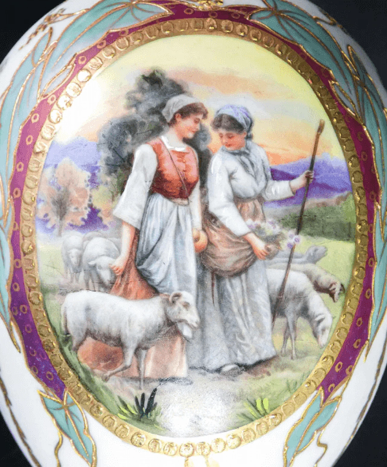 Scatolina a uovo in ceramica di Sèvres dipinta 7