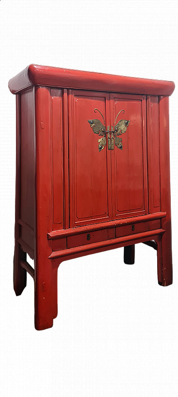 Chinese lacquered wooden wedding wardrobe, late 19th century