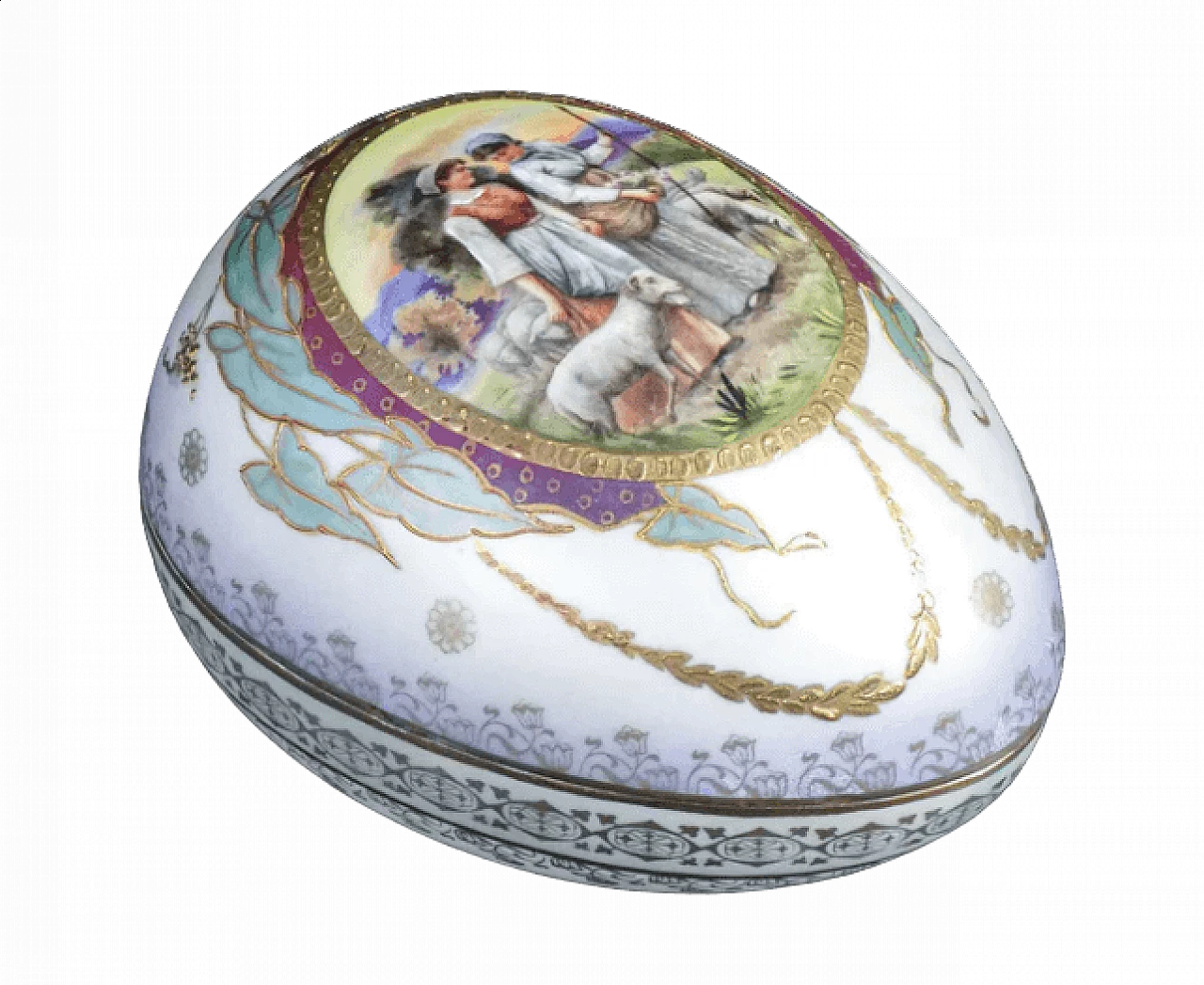 Scatolina a uovo in ceramica di Sèvres dipinta 9