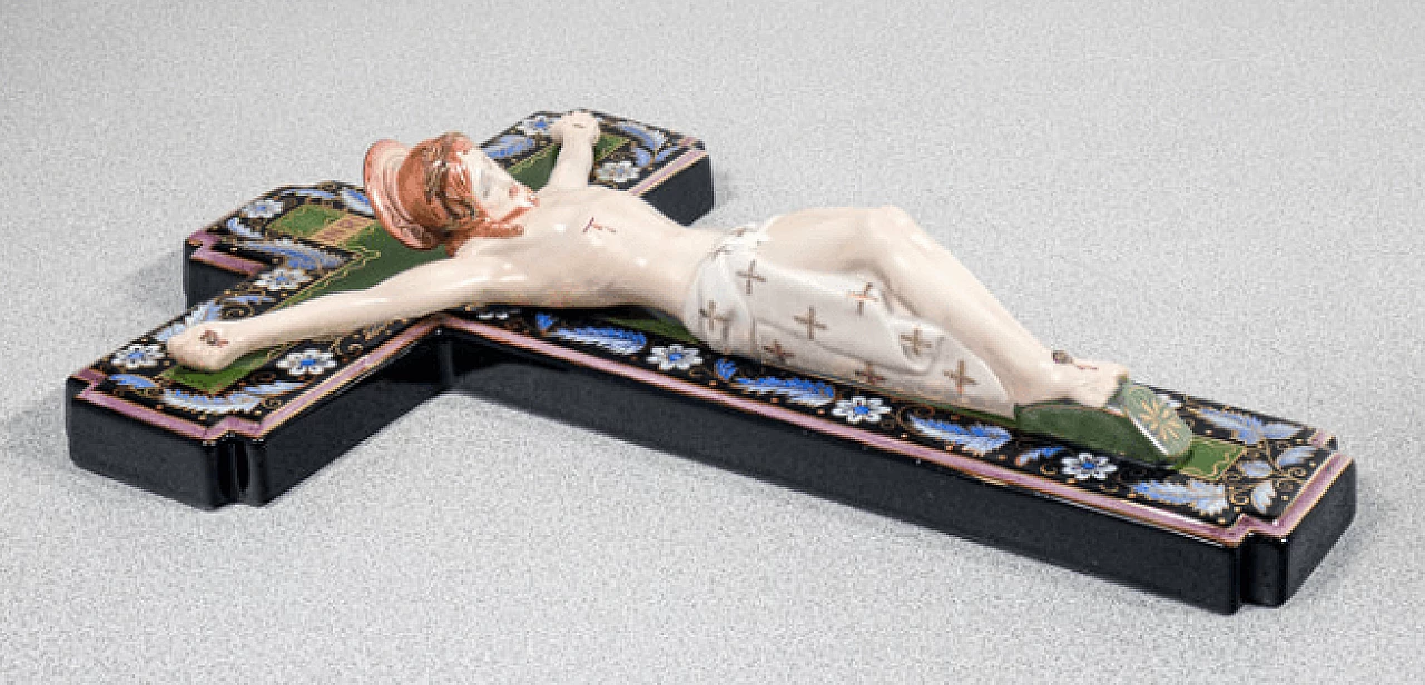 Crocifisso in ceramica di Maria Balossi per Lenci, anni '30 2