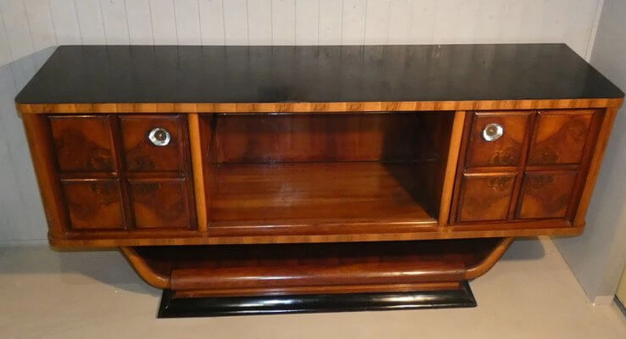 Walnut Art Deco sideboard with glass knobs, 1920s 2