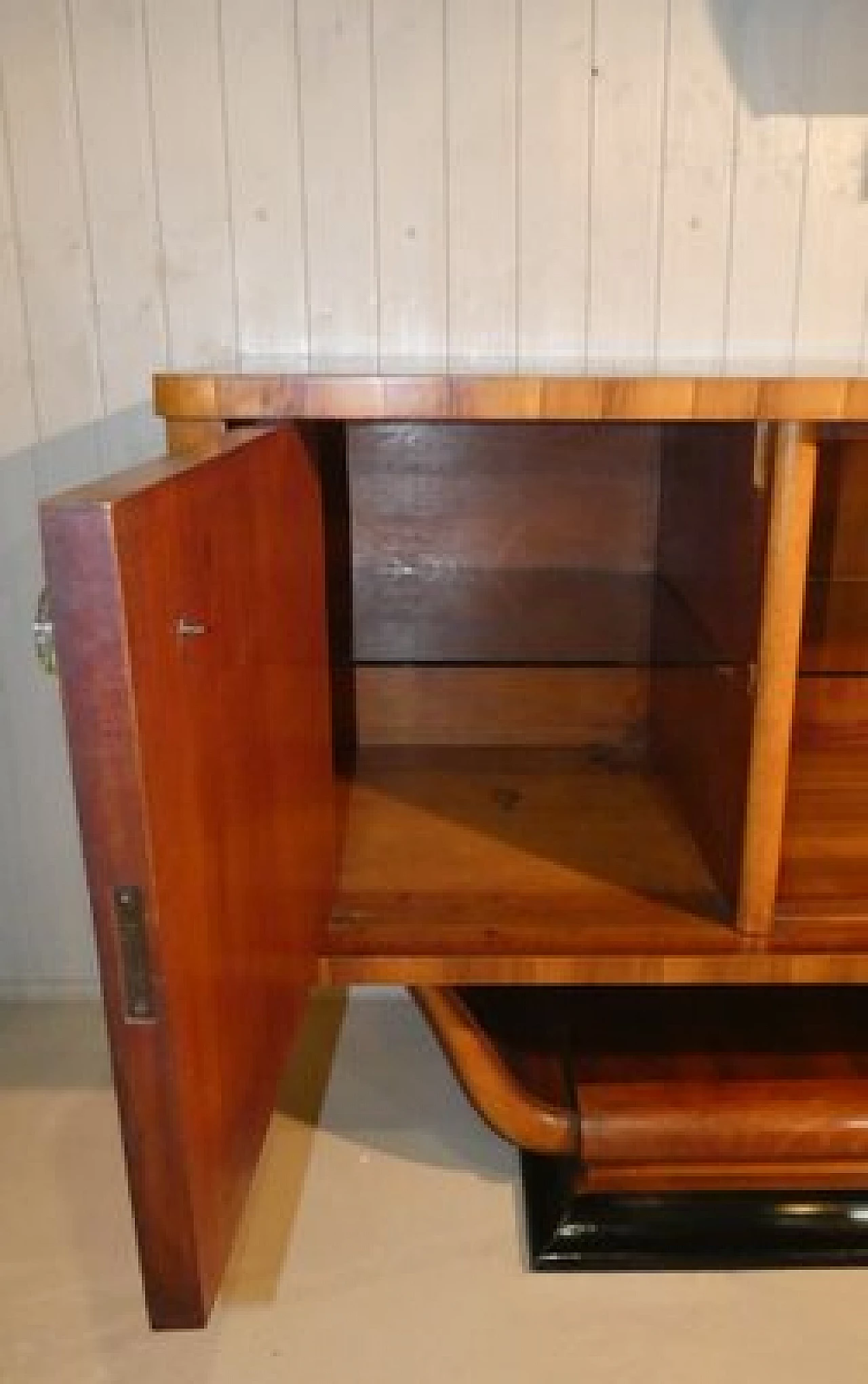 Walnut Art Deco sideboard with glass knobs, 1920s 12