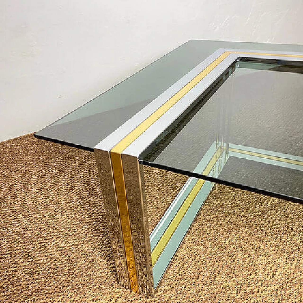 Metal and smoked glass coffee table by Romeo Rega, 1970s 1