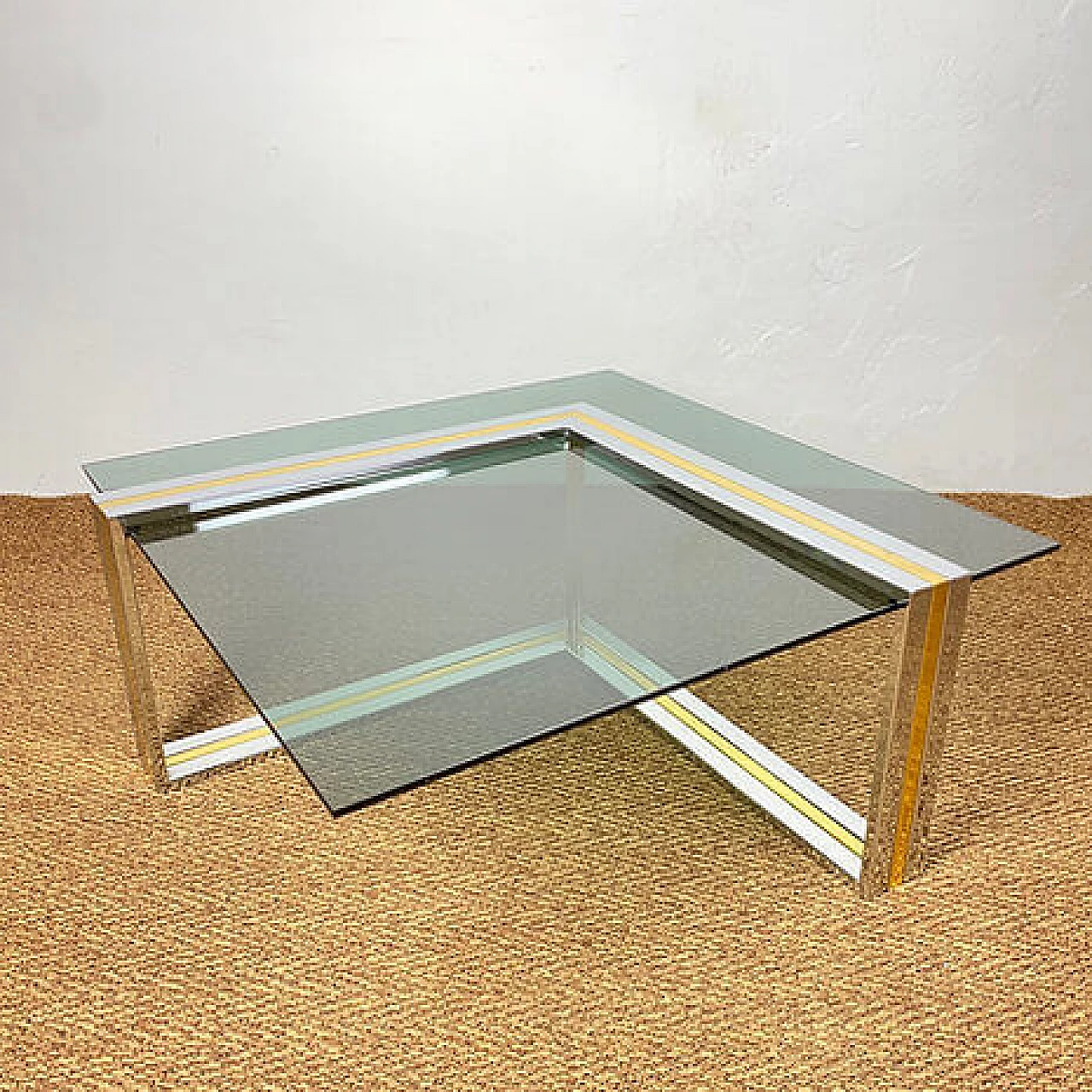 Metal and smoked glass coffee table by Romeo Rega, 1970s 5