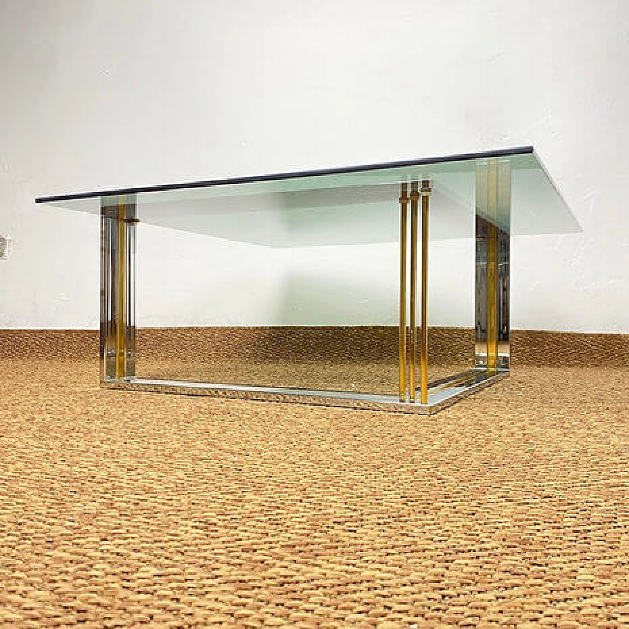 Metal and smoked glass coffee table by Romeo Rega, 1970s 8