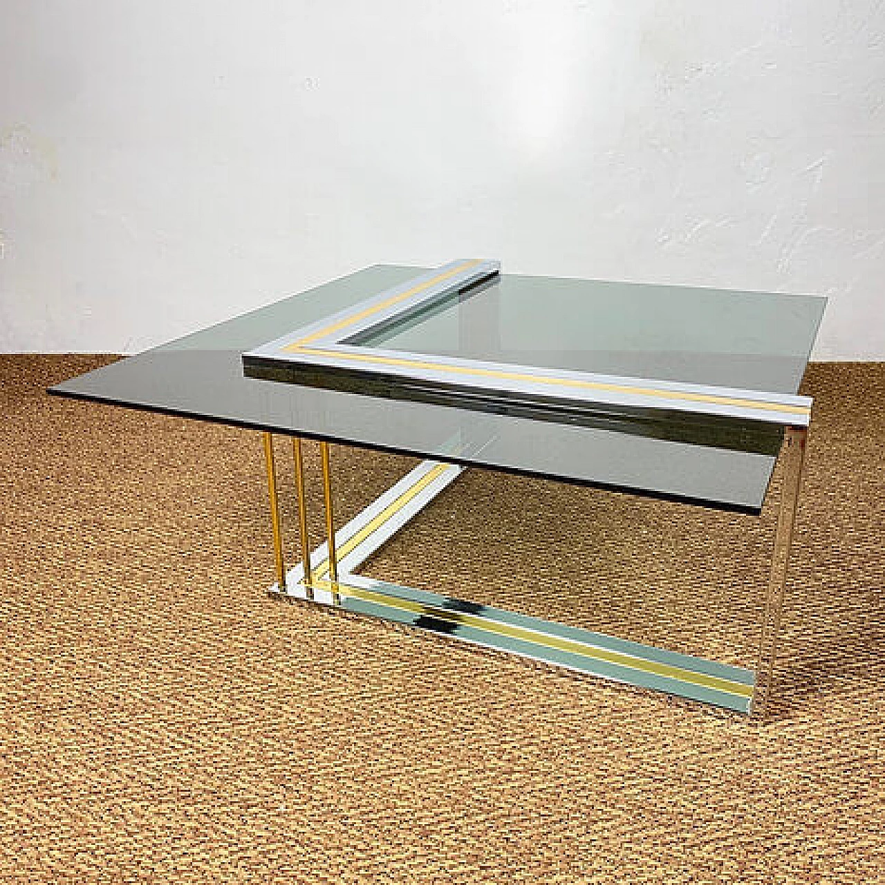 Metal and smoked glass coffee table by Romeo Rega, 1970s 9