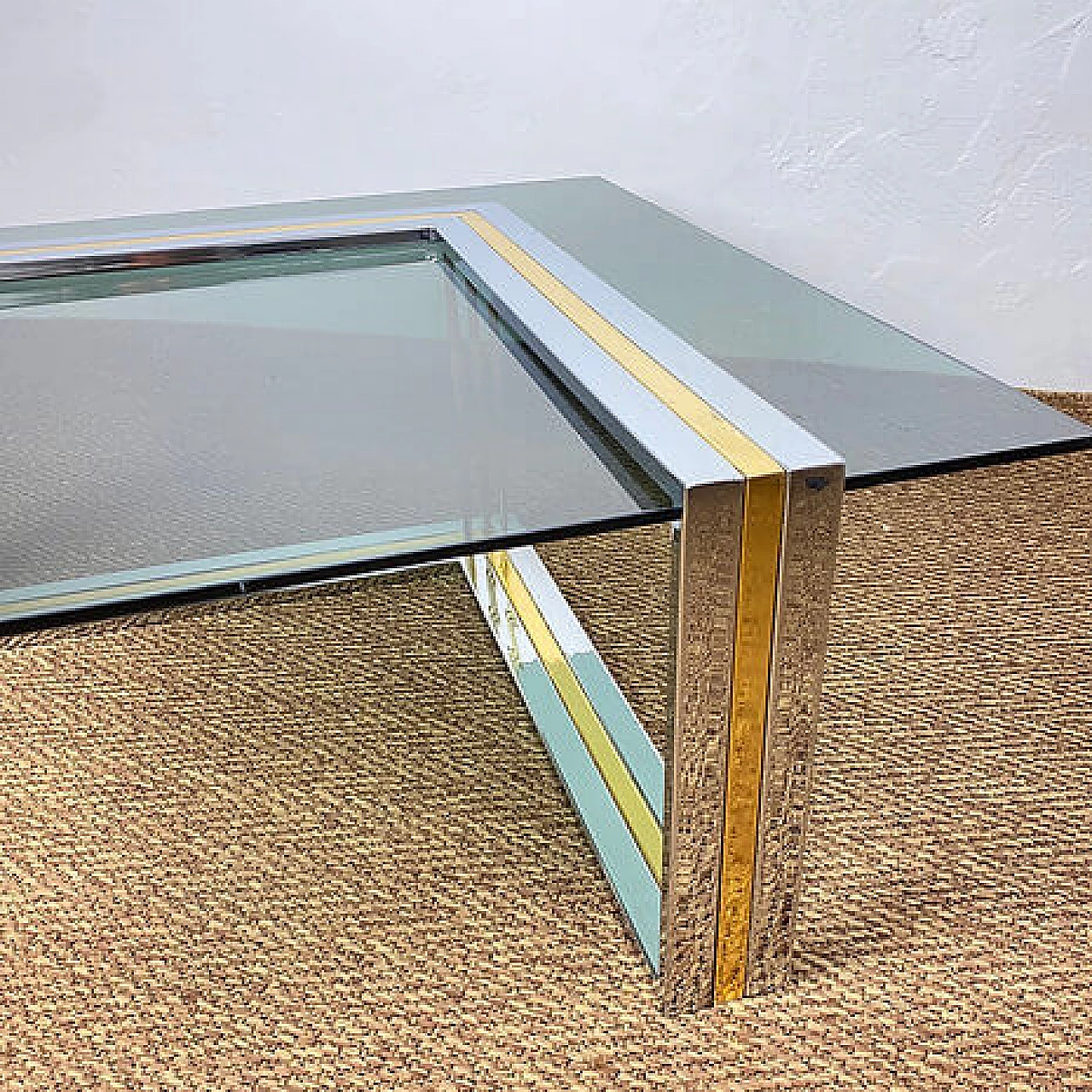 Metal and smoked glass coffee table by Romeo Rega, 1970s 10