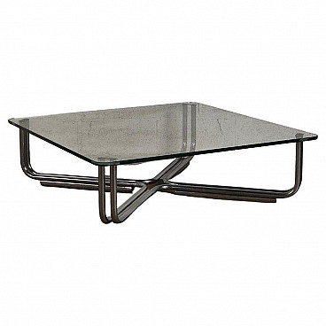 784 coffee table in chrome-plated steel and glass by Gianfranco Frattini for Cassina, 1970s