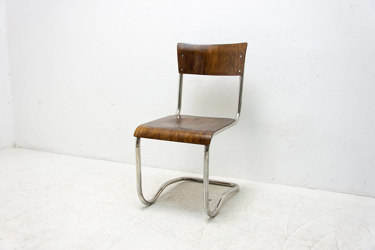 4 Chairs and round bentwood table by Hynek Gottwald, 1930s 27
