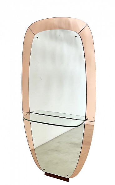 Floor mirror with shelf by Cristal Art, 1950s