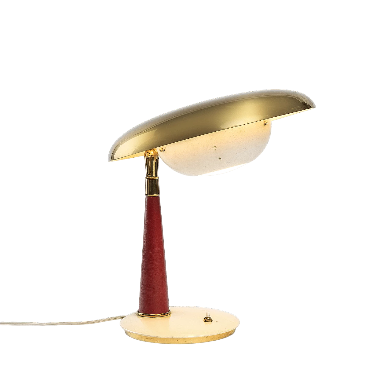 Lampada da tavolo in ottone e vetro di Angelo Lelii per Arredoluce, anni '50 6