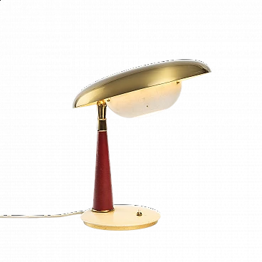 Lampada da tavolo in ottone e vetro di Angelo Lelii per Arredoluce, anni '50