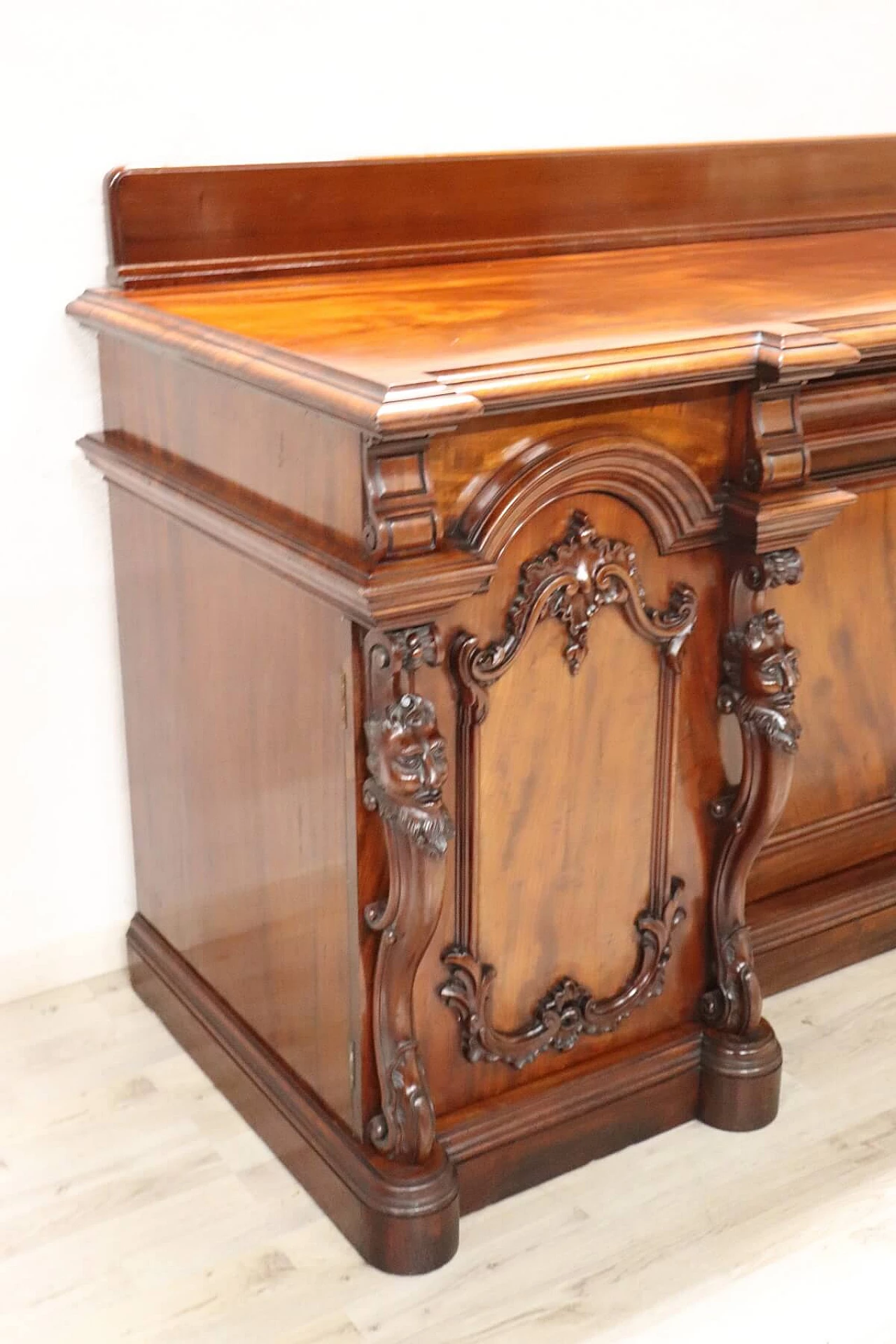 Credenza in mogano con intagli, inizio '900 2