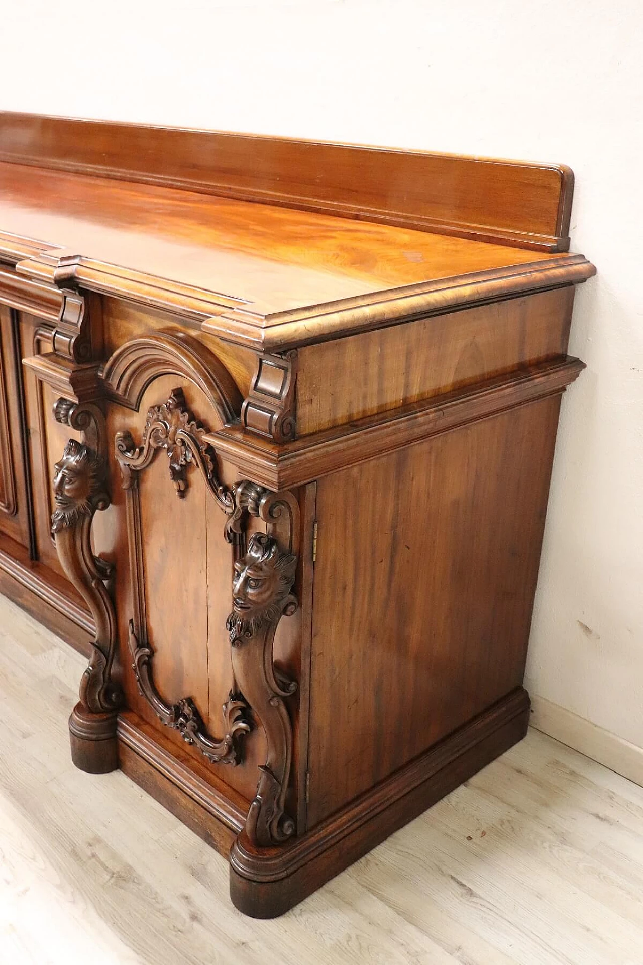 Credenza in mogano con intagli, inizio '900 4