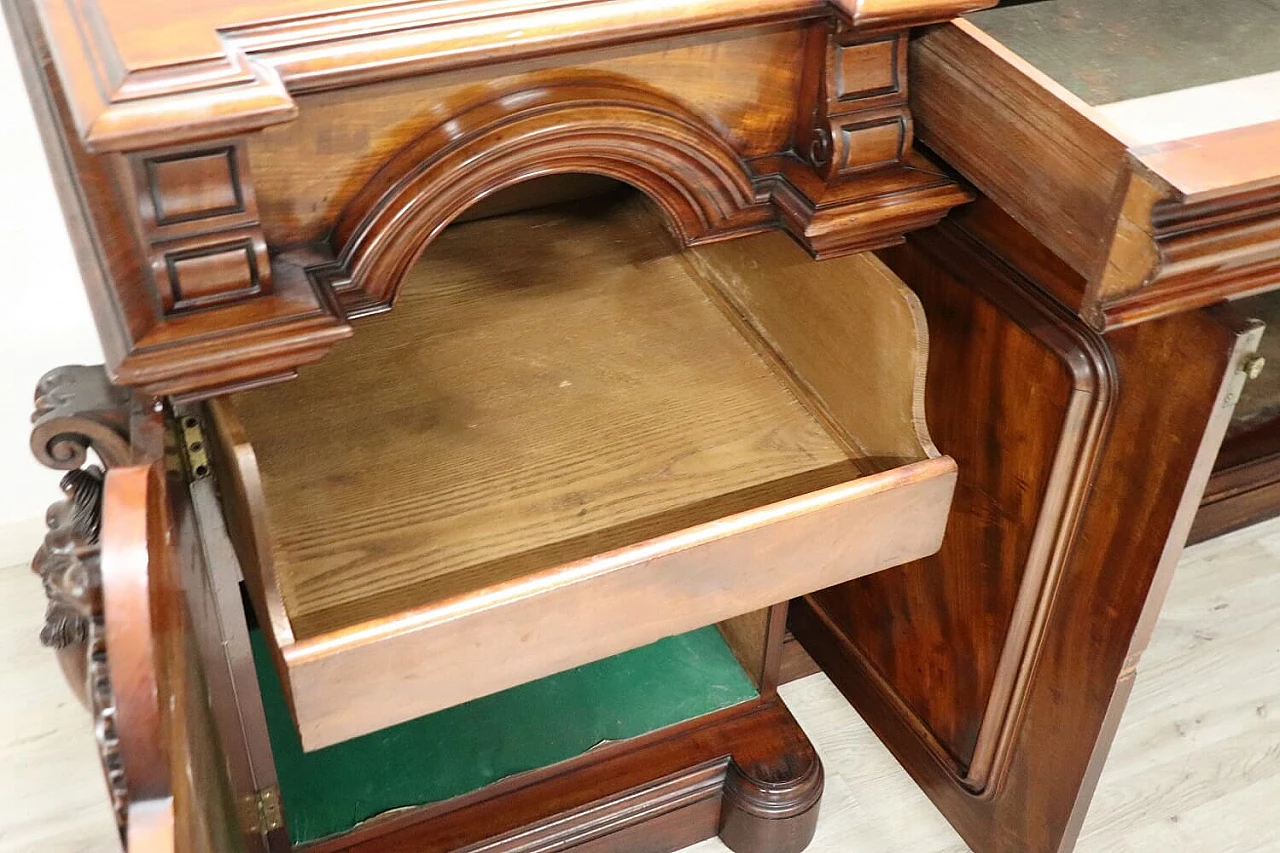 Credenza in mogano con intagli, inizio '900 7