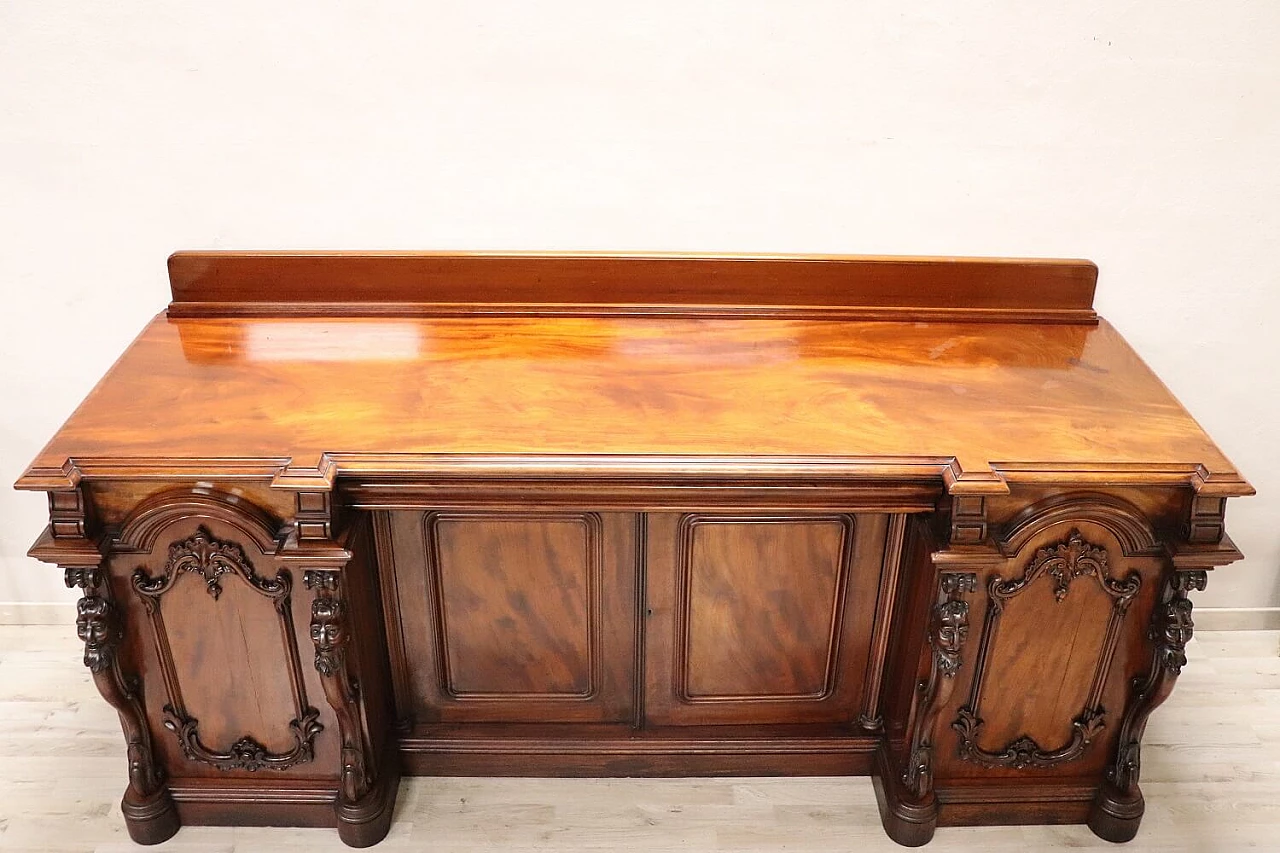 Credenza in mogano con intagli, inizio '900 11